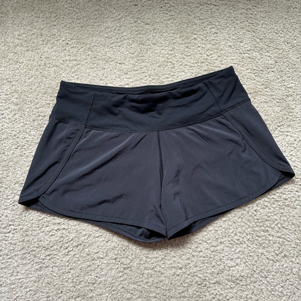 Lululemon speed up mid-rise lined short 4”, size 6 black